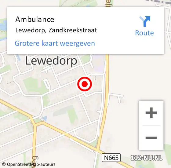 Locatie op kaart van de 112 melding: Ambulance Lewedorp, Zandkreekstraat op 31 oktober 2016 14:59