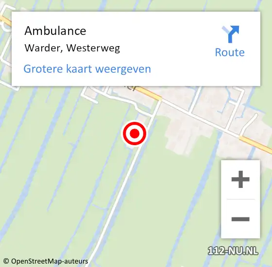 Locatie op kaart van de 112 melding: Ambulance Warder, Westerweg op 31 oktober 2016 15:36