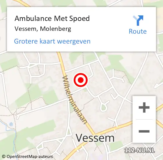 Locatie op kaart van de 112 melding: Ambulance Met Spoed Naar Vessem, Molenberg op 31 oktober 2016 16:07