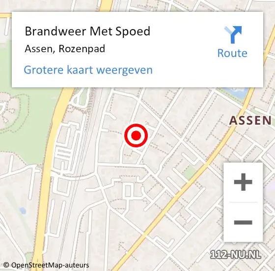 Locatie op kaart van de 112 melding: Brandweer Met Spoed Naar Assen, Rozenpad op 31 december 2013 19:09