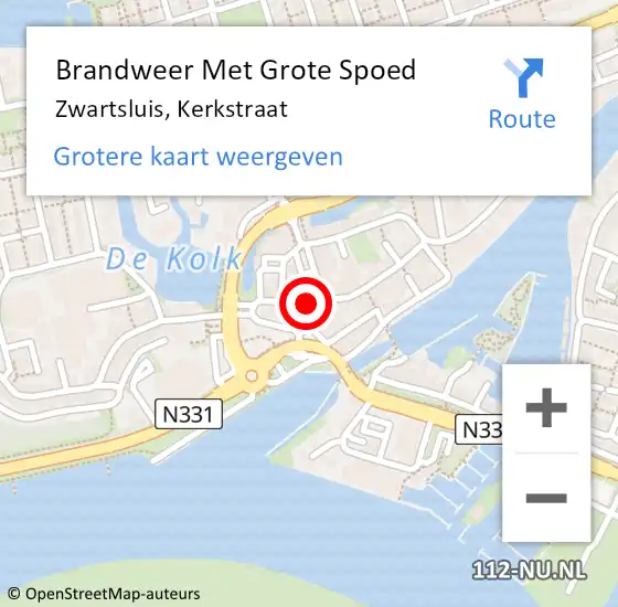 Locatie op kaart van de 112 melding: Brandweer Met Grote Spoed Naar Zwartsluis, Kerkstraat op 31 oktober 2016 16:31