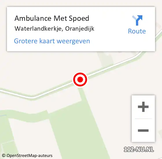 Locatie op kaart van de 112 melding: Ambulance Met Spoed Naar Waterlandkerkje, Oranjedijk op 31 oktober 2016 16:47
