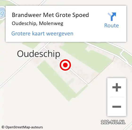 Locatie op kaart van de 112 melding: Brandweer Met Grote Spoed Naar Oudeschip, Molenweg op 31 oktober 2016 16:59