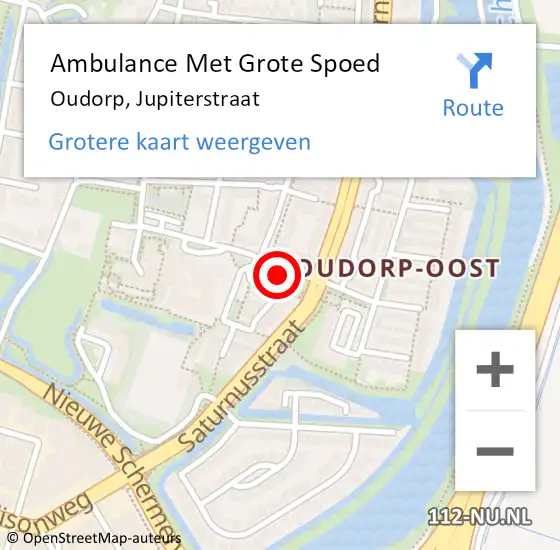 Locatie op kaart van de 112 melding: Ambulance Met Grote Spoed Naar Oudorp, Jupiterstraat op 31 oktober 2016 17:41