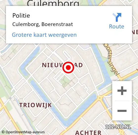 Locatie op kaart van de 112 melding: Politie Culemborg, Boerenstraat op 31 oktober 2016 18:09