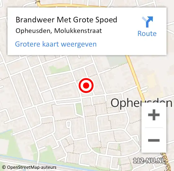 Locatie op kaart van de 112 melding: Brandweer Met Grote Spoed Naar Opheusden, Molukkenstraat op 31 oktober 2016 18:13