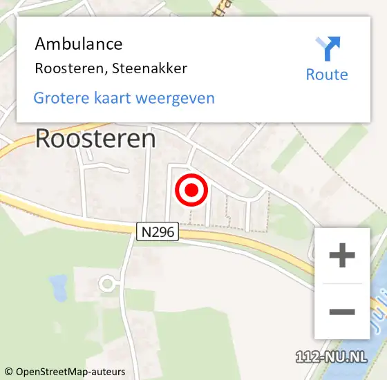 Locatie op kaart van de 112 melding: Ambulance Roosteren, Steenakker op 31 oktober 2016 18:16