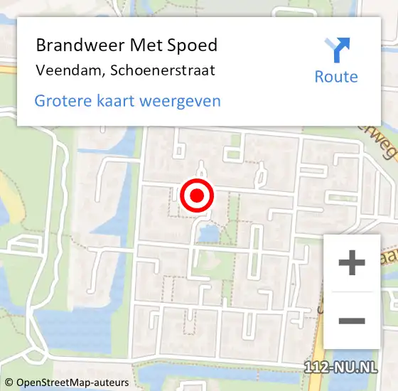 Locatie op kaart van de 112 melding: Brandweer Met Spoed Naar Veendam, Schoenerstraat op 31 december 2013 19:20