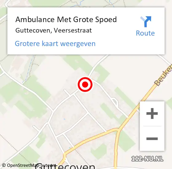 Locatie op kaart van de 112 melding: Ambulance Met Grote Spoed Naar Guttecoven, Veersestraat op 31 december 2013 19:20