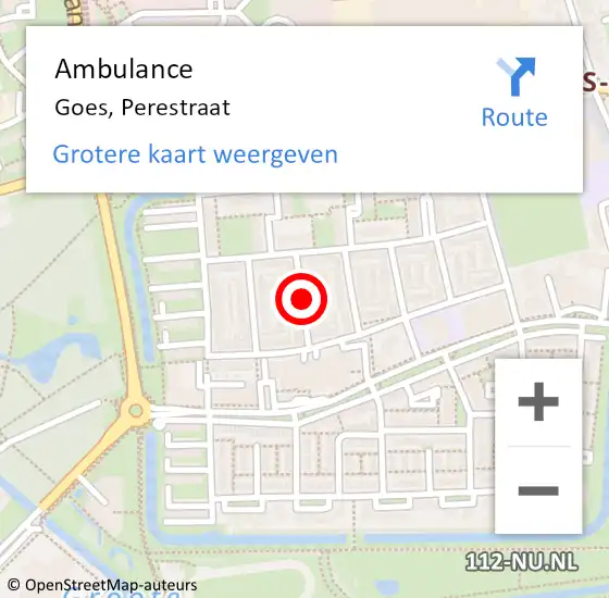 Locatie op kaart van de 112 melding: Ambulance Goes, Perestraat op 31 oktober 2016 18:46