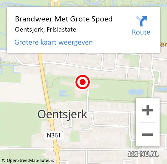 Locatie op kaart van de 112 melding: Brandweer Met Grote Spoed Naar Oentsjerk, Frisiastate op 31 oktober 2016 19:10