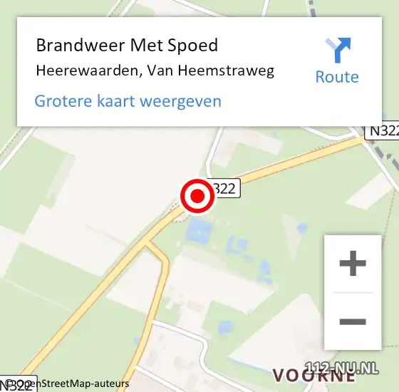 Locatie op kaart van de 112 melding: Brandweer Met Spoed Naar Heerewaarden, Van Heemstraweg op 31 oktober 2016 19:55