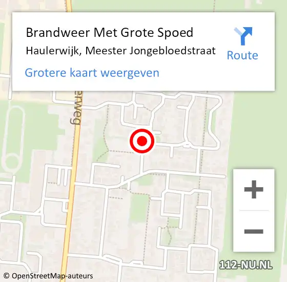 Locatie op kaart van de 112 melding: Brandweer Met Grote Spoed Naar Haulerwijk, Meester Jongebloedstraat op 31 oktober 2016 21:19