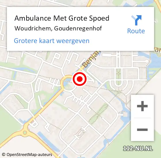 Locatie op kaart van de 112 melding: Ambulance Met Grote Spoed Naar Woudrichem, Goudenregenhof op 31 oktober 2016 21:31