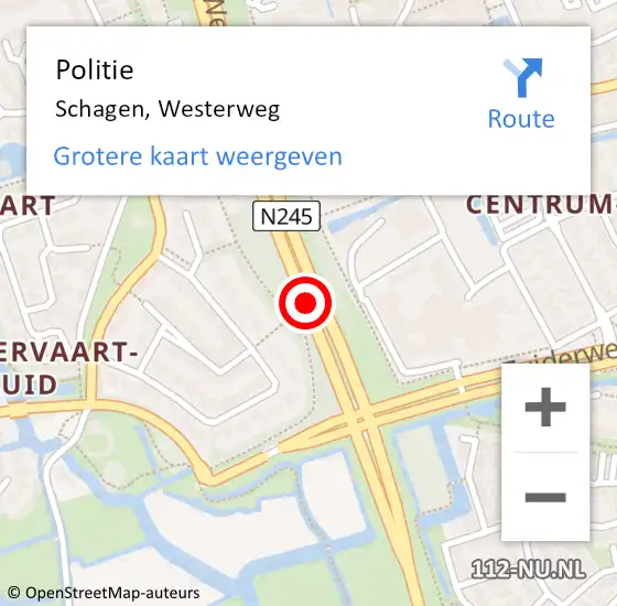 Locatie op kaart van de 112 melding: Politie Schagen, Westerweg op 31 oktober 2016 21:56