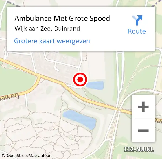 Locatie op kaart van de 112 melding: Ambulance Met Grote Spoed Naar Wijk aan Zee, Duinrand op 31 oktober 2016 22:09