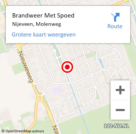 Locatie op kaart van de 112 melding: Brandweer Met Spoed Naar Nijeveen, Molenweg op 31 december 2013 19:29