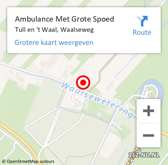 Locatie op kaart van de 112 melding: Ambulance Met Grote Spoed Naar Tull en 't Waal, Waalseweg op 31 oktober 2016 23:48