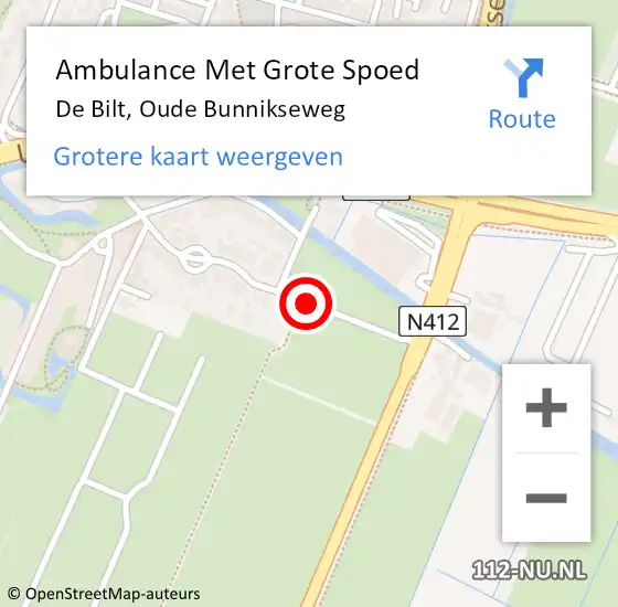 Locatie op kaart van de 112 melding: Ambulance Met Grote Spoed Naar De Bilt, Oude Bunnikseweg op 1 november 2016 02:58