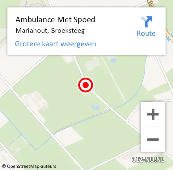 Locatie op kaart van de 112 melding: Ambulance Met Spoed Naar Mariahout, Broeksteeg op 1 november 2016 06:52