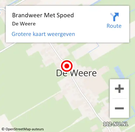 Locatie op kaart van de 112 melding: Brandweer Met Spoed Naar De Weere op 1 november 2016 07:01