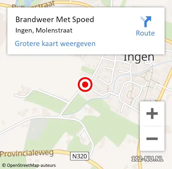 Locatie op kaart van de 112 melding: Brandweer Met Spoed Naar Ingen, Molenstraat op 31 december 2013 19:38