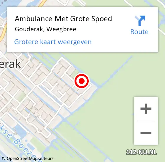 Locatie op kaart van de 112 melding: Ambulance Met Grote Spoed Naar Gouderak, Weegbree op 1 november 2016 08:13