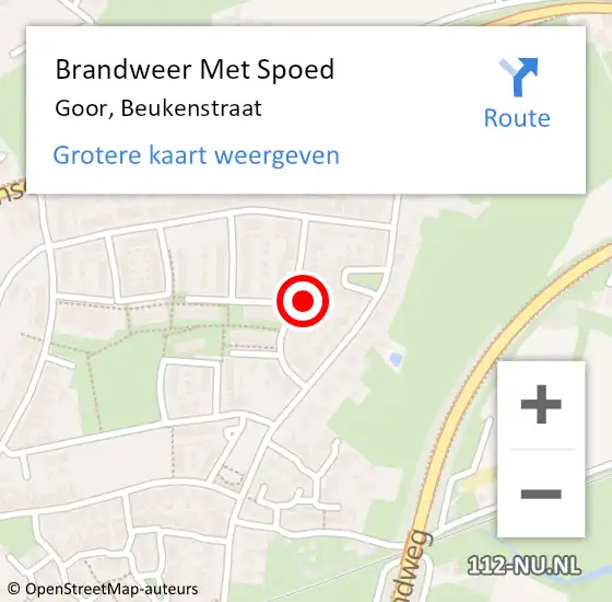 Locatie op kaart van de 112 melding: Brandweer Met Spoed Naar Goor, Beukenstraat op 31 december 2013 19:42