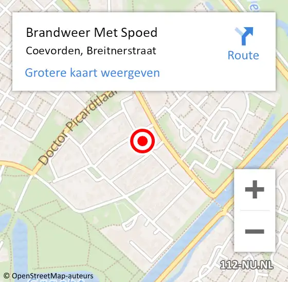 Locatie op kaart van de 112 melding: Brandweer Met Spoed Naar Coevorden, Breitnerstraat op 31 december 2013 19:43