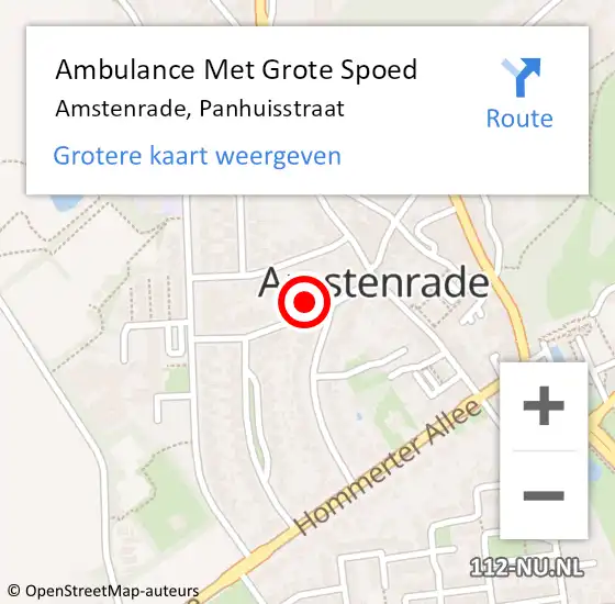 Locatie op kaart van de 112 melding: Ambulance Met Grote Spoed Naar Amstenrade, Panhuisstraat op 31 december 2013 19:46