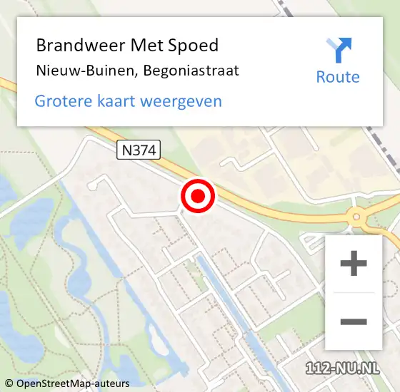 Locatie op kaart van de 112 melding: Brandweer Met Spoed Naar Nieuw-Buinen, Begoniastraat op 31 december 2013 19:46