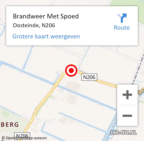 Locatie op kaart van de 112 melding: Brandweer Met Spoed Naar Oosteinde, N206 op 1 november 2016 09:14