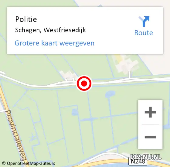 Locatie op kaart van de 112 melding: Politie Schagen, Westfriesedijk op 1 november 2016 09:23