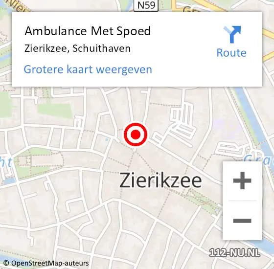 Locatie op kaart van de 112 melding: Ambulance Met Spoed Naar Zierikzee, Schuithaven op 1 november 2016 09:26