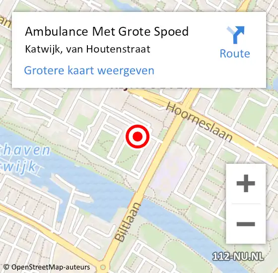 Locatie op kaart van de 112 melding: Ambulance Met Grote Spoed Naar Katwijk, van Houtenstraat op 1 november 2016 09:49