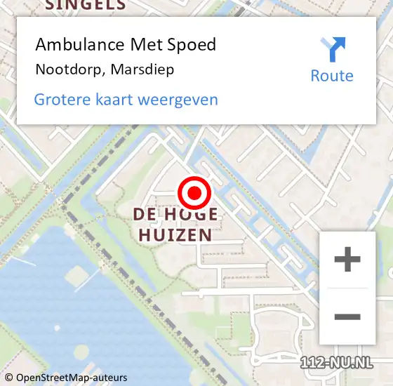 Locatie op kaart van de 112 melding: Ambulance Met Spoed Naar Nootdorp, Marsdiep op 1 november 2016 09:56