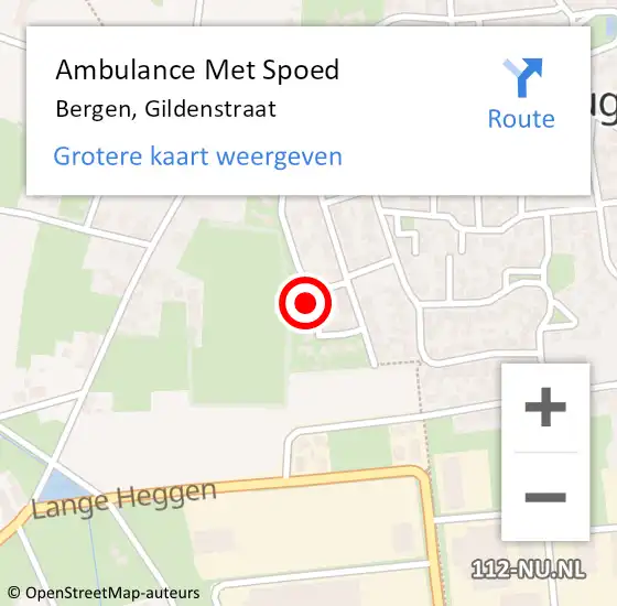 Locatie op kaart van de 112 melding: Ambulance Met Spoed Naar Bergen, Gildenstraat op 1 november 2016 09:59