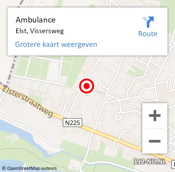 Locatie op kaart van de 112 melding: Ambulance Elst, Vissersweg op 1 november 2016 10:02
