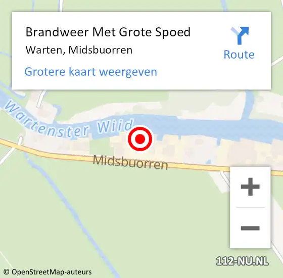 Locatie op kaart van de 112 melding: Brandweer Met Grote Spoed Naar Warten, Midsbuorren op 1 november 2016 10:07