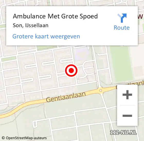 Locatie op kaart van de 112 melding: Ambulance Met Grote Spoed Naar Son, IJssellaan op 1 november 2016 10:10