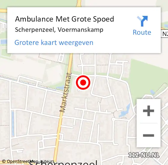 Locatie op kaart van de 112 melding: Ambulance Met Grote Spoed Naar Scherpenzeel, Voermanskamp op 1 november 2016 10:11