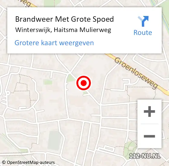 Locatie op kaart van de 112 melding: Brandweer Met Grote Spoed Naar Winterswijk, Haitsma Mulierweg op 1 november 2016 11:22