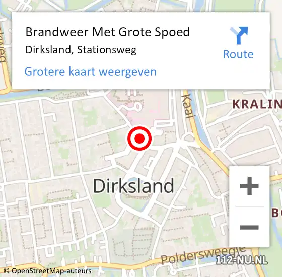 Locatie op kaart van de 112 melding: Brandweer Met Grote Spoed Naar Dirksland, Stationsweg op 1 november 2016 11:26