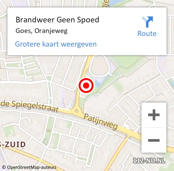 Locatie op kaart van de 112 melding: Brandweer Geen Spoed Naar Goes, Oranjeweg op 1 november 2016 11:46