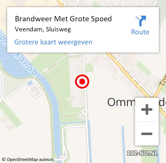 Locatie op kaart van de 112 melding: Brandweer Met Grote Spoed Naar Veendam, Sluisweg op 31 december 2013 20:01