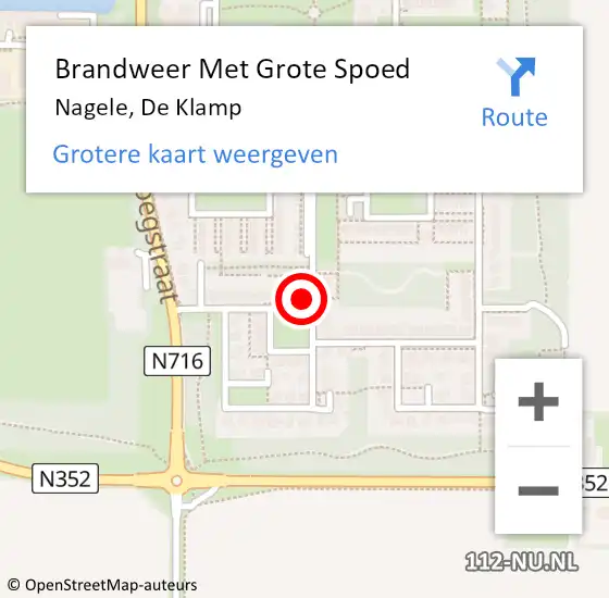 Locatie op kaart van de 112 melding: Brandweer Met Grote Spoed Naar Nagele, De Klamp op 1 november 2016 11:52