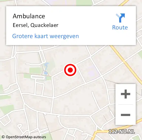 Locatie op kaart van de 112 melding: Ambulance Eersel, Quackelaer op 1 november 2016 12:08