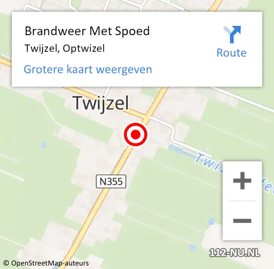 Locatie op kaart van de 112 melding: Brandweer Met Spoed Naar Twijzel, Optwizel op 31 december 2013 20:03