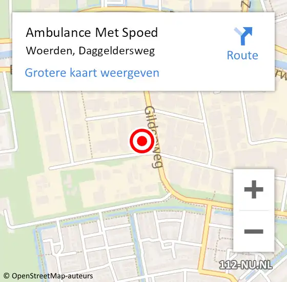 Locatie op kaart van de 112 melding: Ambulance Met Spoed Naar Woerden, Daggeldersweg op 1 november 2016 12:15