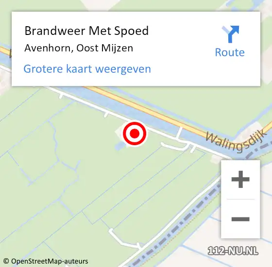 Locatie op kaart van de 112 melding: Brandweer Met Spoed Naar Avenhorn, Oost Mijzen op 31 december 2013 20:05